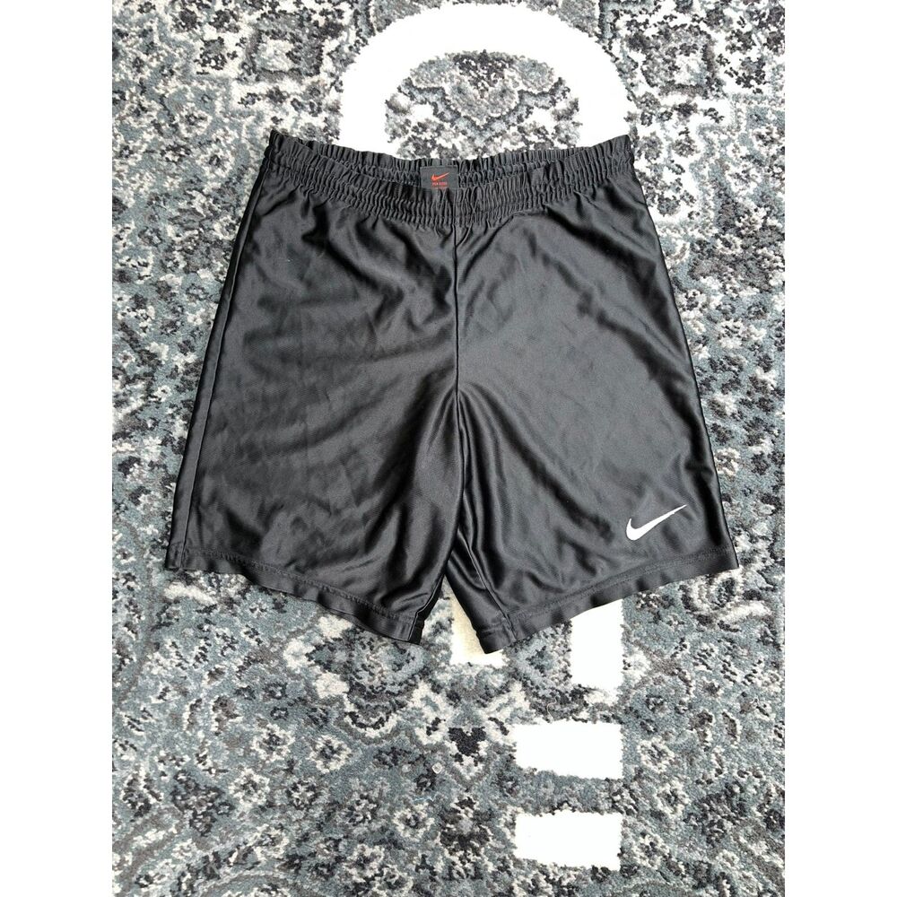 Nike Brand Swoosh Athletic Boys Basketball Silk Shorts Size Small Black
